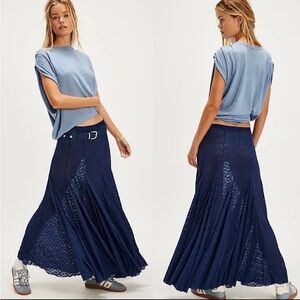 Free People Blue Maxi Skirt